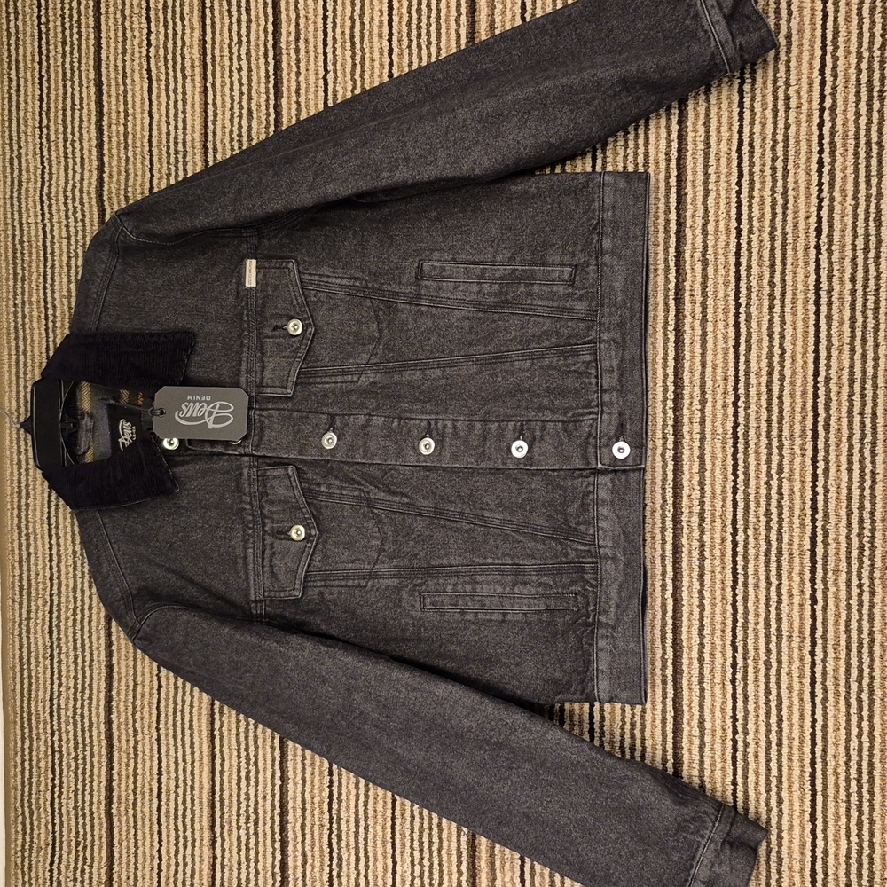 DEUS EX MACHINA Black Grey Leon Trucker Western Blanket Mens M Jean Jacket‎ NEW